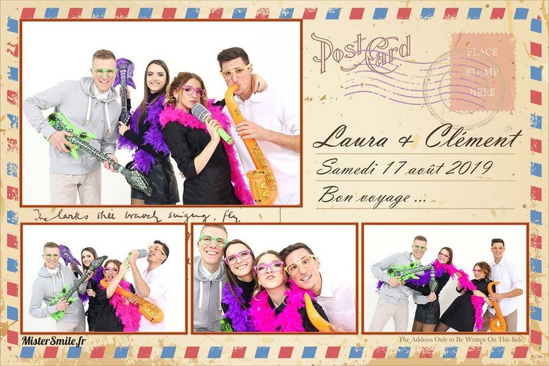 Tirage de mariage façon carte postale, avec timbre et tampon