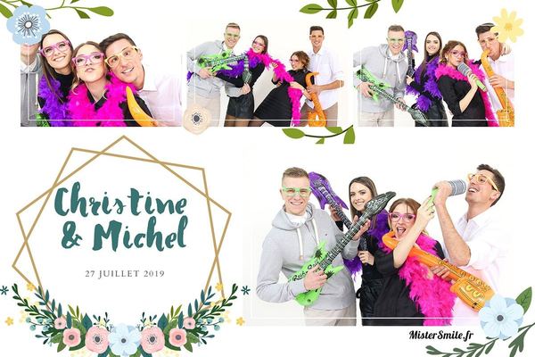 Tirage de mariage au design floral moderne, prénoms dans un cadre doré