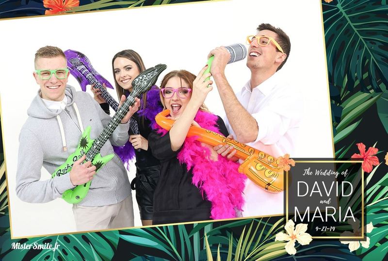 Tirage de mariage au décor de feuillage tropical, quatre photos
